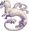 a pixel art white dragon